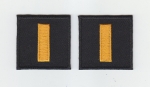 LT Lieutenant DARK GOLD on BLACK rank insignia collar patches 1.5"